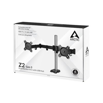 Arctic Z2 Gen 3 (Matt Black Coating) - Desk Mount Monitor Arm With USB Hub