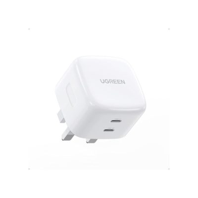 UGREEN 65W 2 PORT GANX DUAL USB C PD FAST CHARGER WHITE 60623