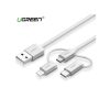 UGREEN 3-IN-1 USB2.0-A MULTIFUNTION CABLE WITH BRAID 1.5M SILVER WHITE 50203