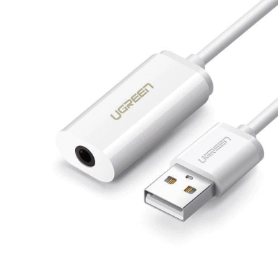 UGREEN USB A MALE TO 3.5 MM AUX CABLE WHITE 30712