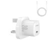 Joyroom JR-TCF02 PD 20W mini Charger-White (UK)+C to L Cable 1m-White