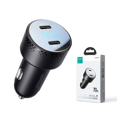 Joyroom JR-CCD02 70WDual-Port(PD*2)DigitalDisplayCarCharger-Black