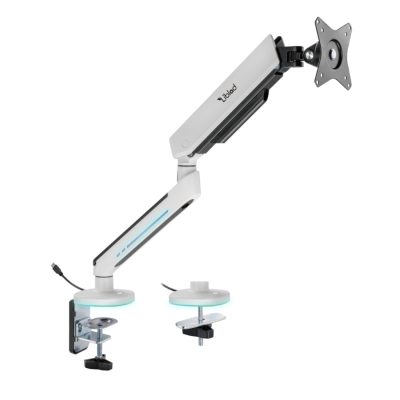 Liblad HF1 PRO RGB Single Monitor ARM with USB hub - White - L-MA-1F01-W-RGB
