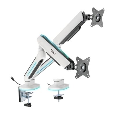Liblad HF2 PRO RGB Dual Monitor ARM with USB hub - White - L-MA-2F01-W-RGB
