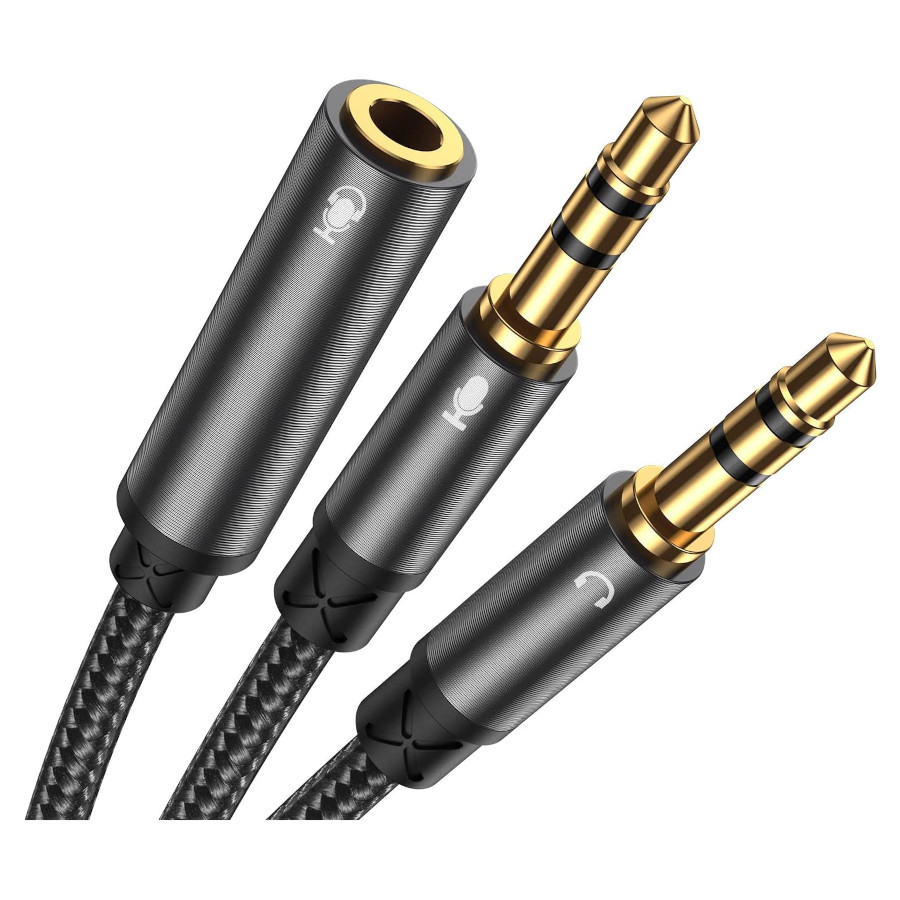 Joyroom SY-A05 Headphone female to 2-male Y-splitter audio cable 0.2m-black