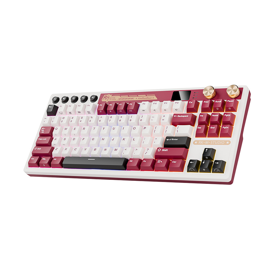 Royal Kludge RK M87 Famicom Gaming Keyboard Beige Switch Wired, Wireless 2.4G, Bluetooth - Arabic/English