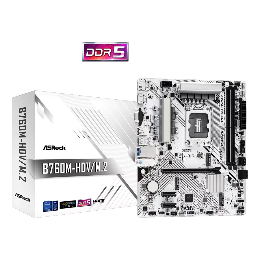 Asrock B760M-HDV/M.2 D5 -WHITE