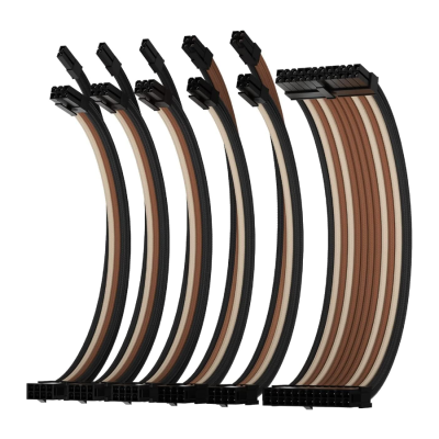 Asiahorse 6 kit cable extension set Double CPU Black Brown Off White 24PIN*1+(6+2)PIN*3+(4+4)PIN *2