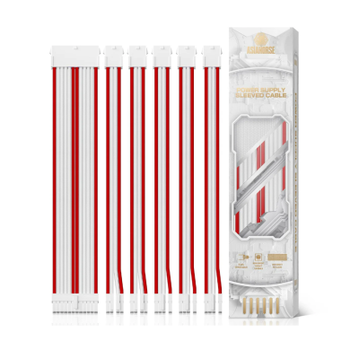 Asiahorse 6 kit cable extension set Snow Series Double CPU Red White Grey 24PIN*1+(6+2)PIN*3+(4+4)PIN *2