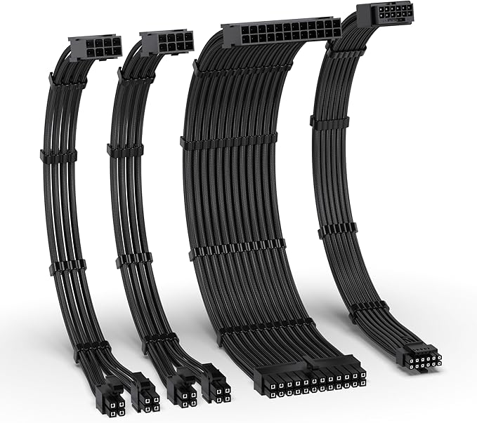 EZDIY 16AWG PSU 12VHPWR Cable Extension 4 Cables-Black EZDPI227-2