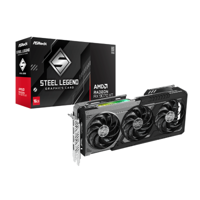 ASROCK RX 9070 XT Steel Legend Dark 16GB Graphics Card- Black