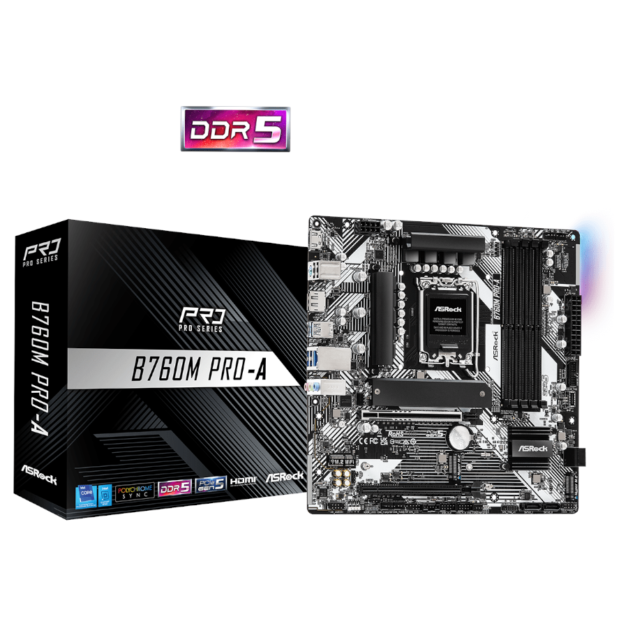 ASRock B760M Pro-A DDR5 Gaming Motherboard -- اللوحة الأم لجهاز الحاسب الآلي