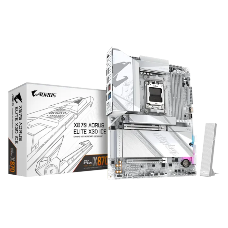 GIGABYTE X870 AORUS ELITE X3D ICE WIFI7 AMD AM5 WHITE Motherboard -- اللوحة الأم لجهاز الحاسب الآلي