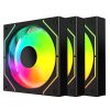Liblad LF120 ARGB Infinity Case Fan - 3 Fans Set  with 10 FAN HUB - Black