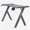 Gaming Table with Y shaped Legs - KY-1 - carbon fiber surface - Black with cable management box 140cm x 60cm طاولة مكتبية لجهاز الحاسب الآلي