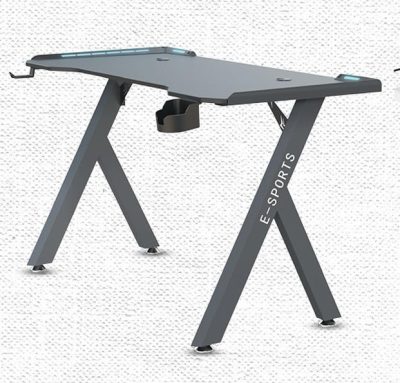 Gaming Table with Y shaped Legs - KY-1 - carbon fiber surface - Black with cable management box 140cm x 60cm طاولة مكتبية لجهاز الحاسب الآلي