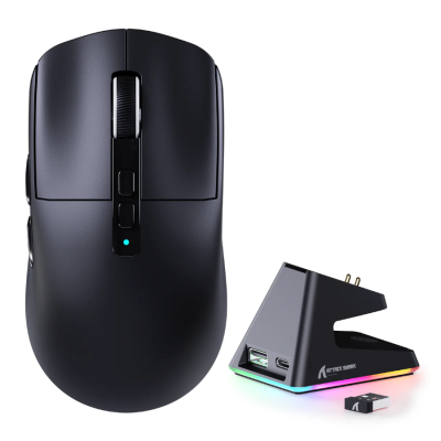 ATTACK SHARK X6 Three Modes Gaming Mouse With Charging Dock – Black