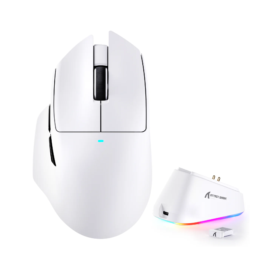 ATTACK SHARK V6 Ultra-Light Tri-Mode Gaming Mouse – White