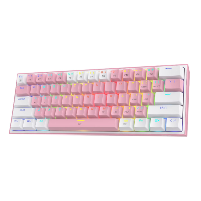 Redragon K617 FizzRGB,Wired Mechanical Gaming Keyboard-White/Pink