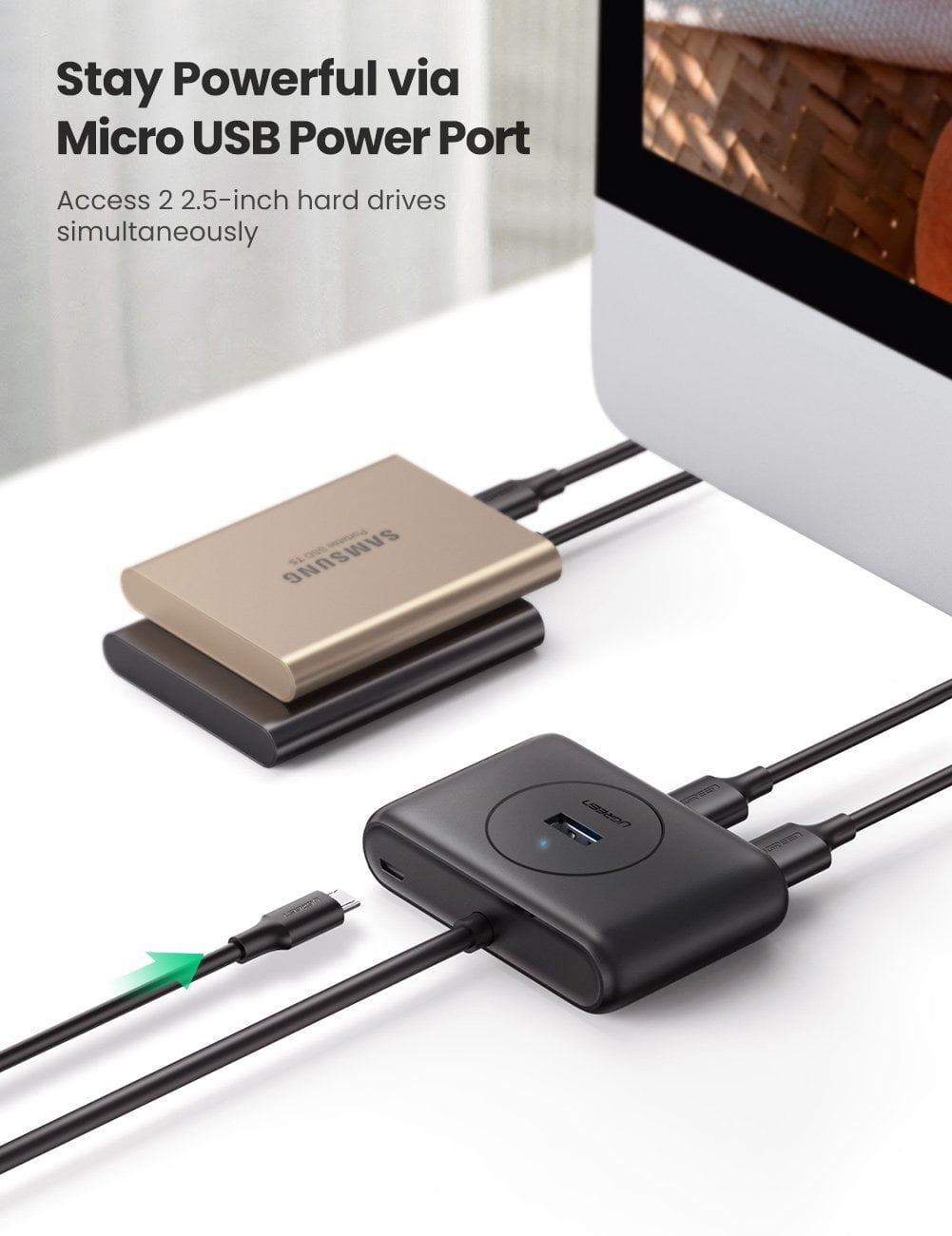 UGREEN USB 3.0 HUB 1M (BLACK)
