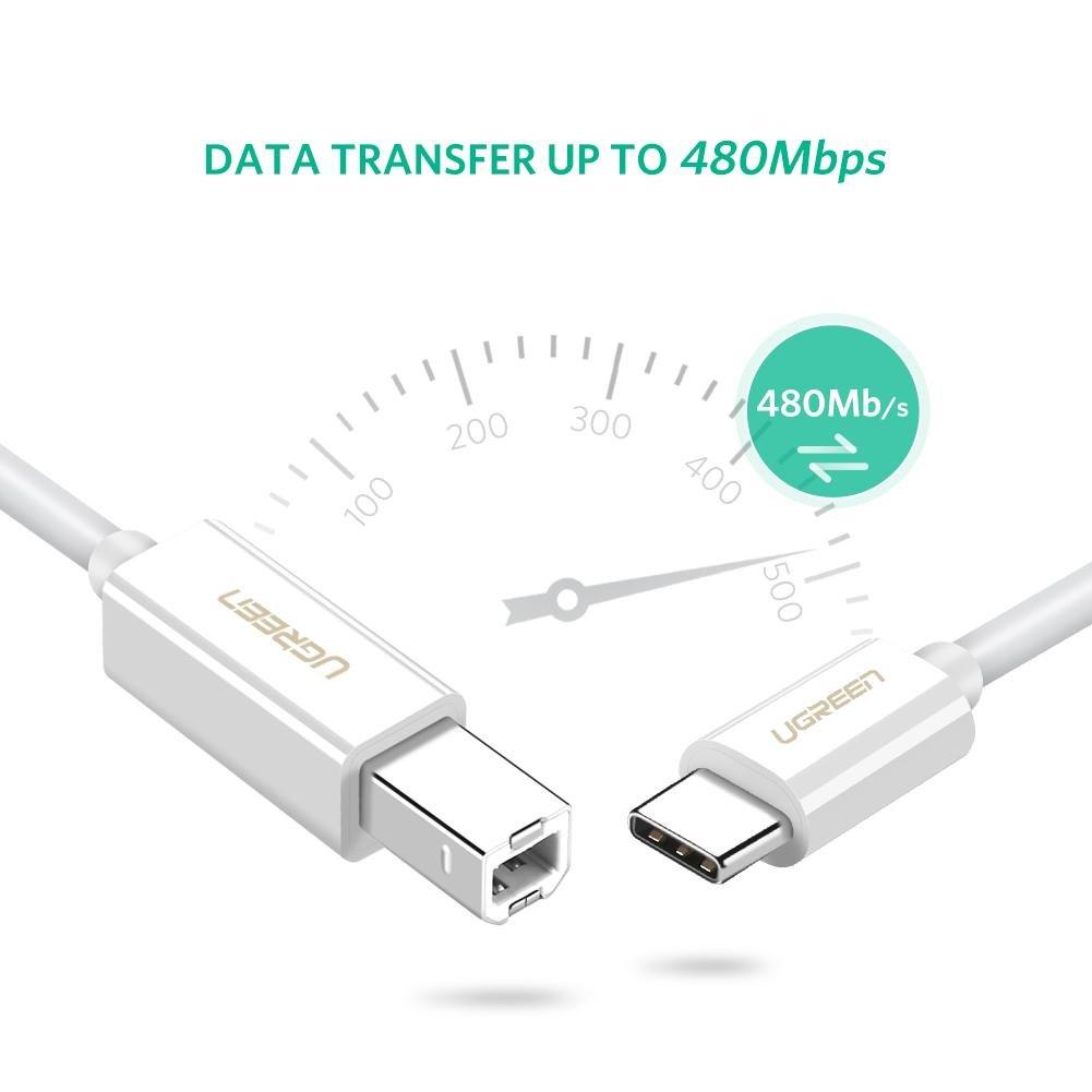 UGREEN USB-C TO USB 2.0 PRINT CABLE 1M (WHITE)