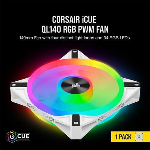 CORSAIR QL140 RGB WHITE SINGLE