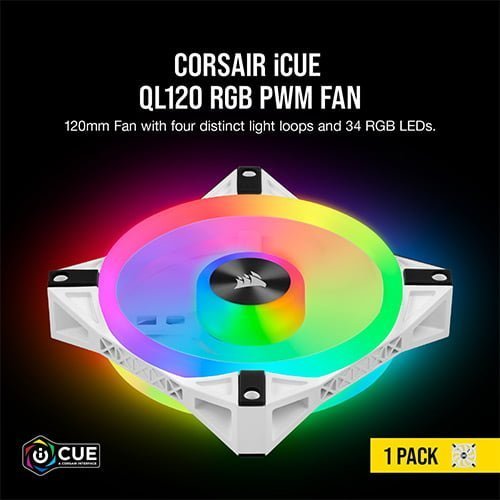 CORSAIR QL120 RGB WHITE SINGLE