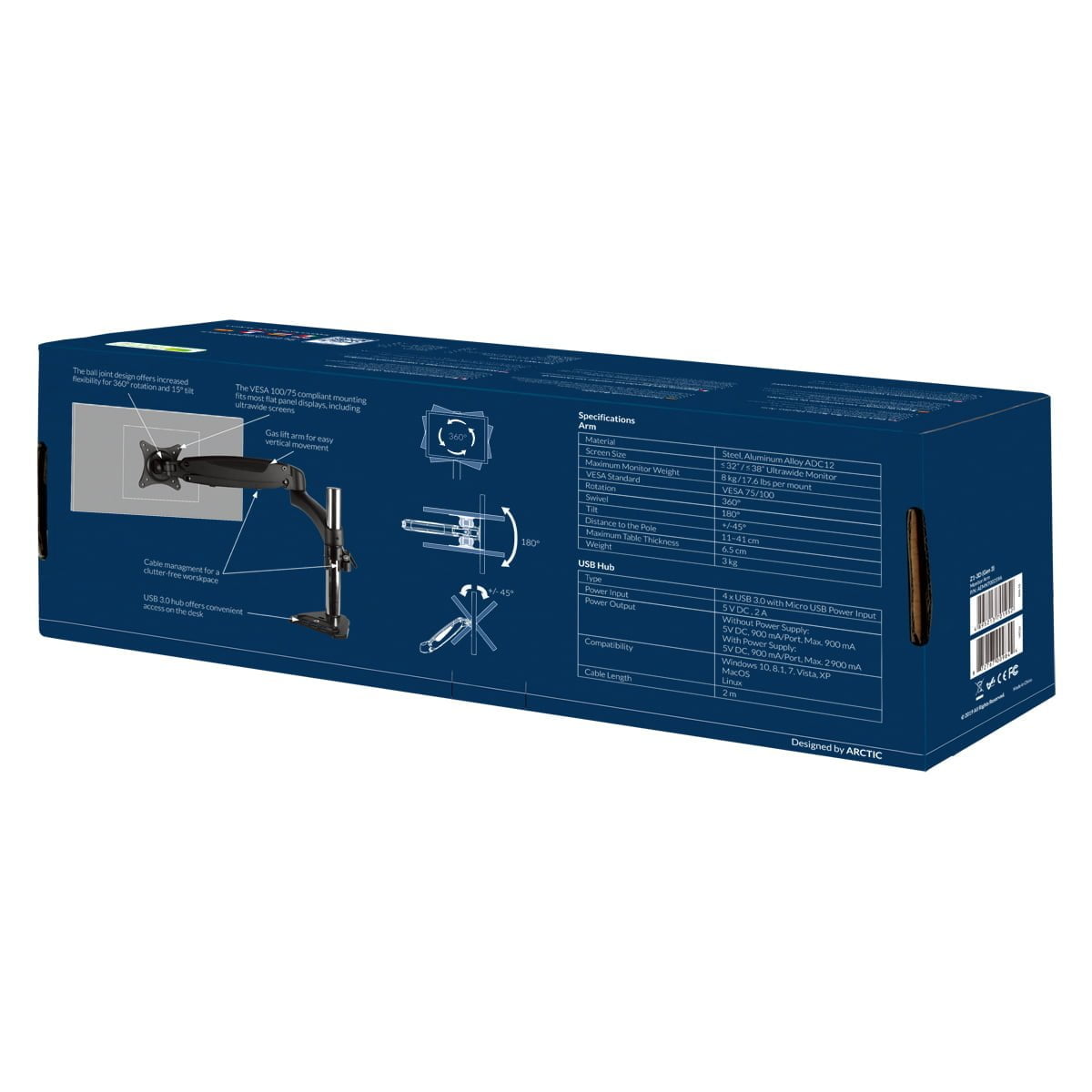 Arctic Z1-3D Gen 3 - Desk Mount Gas Spring Monitor Arm