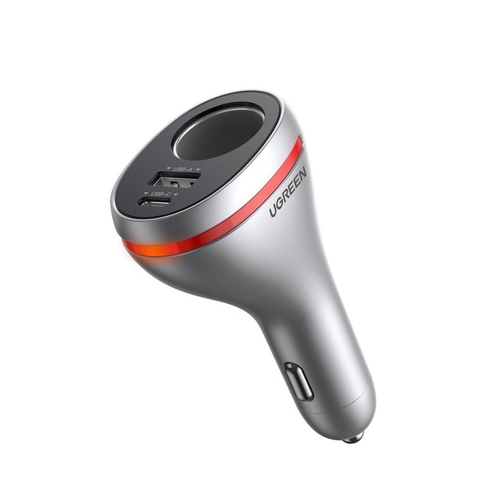 UGREEN CAR CHARGER WITH DUAL USB PORTS SINGLE EXTENSION SOCKET PD 20W 60712