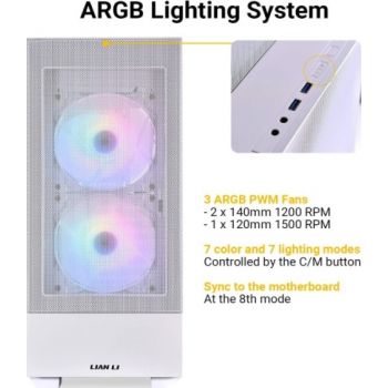 Lian Li Lancool 205 Mini Mesh Tempered Glass ATX Mid Tower-White