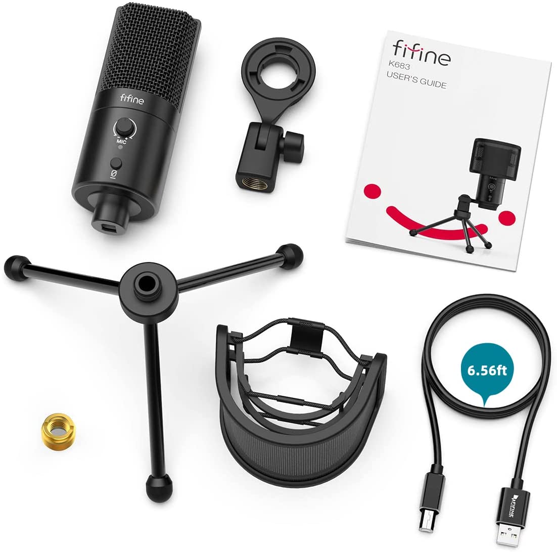 Fifine Condenser Recording Microphone for Laptop MAC or Windows - K683A