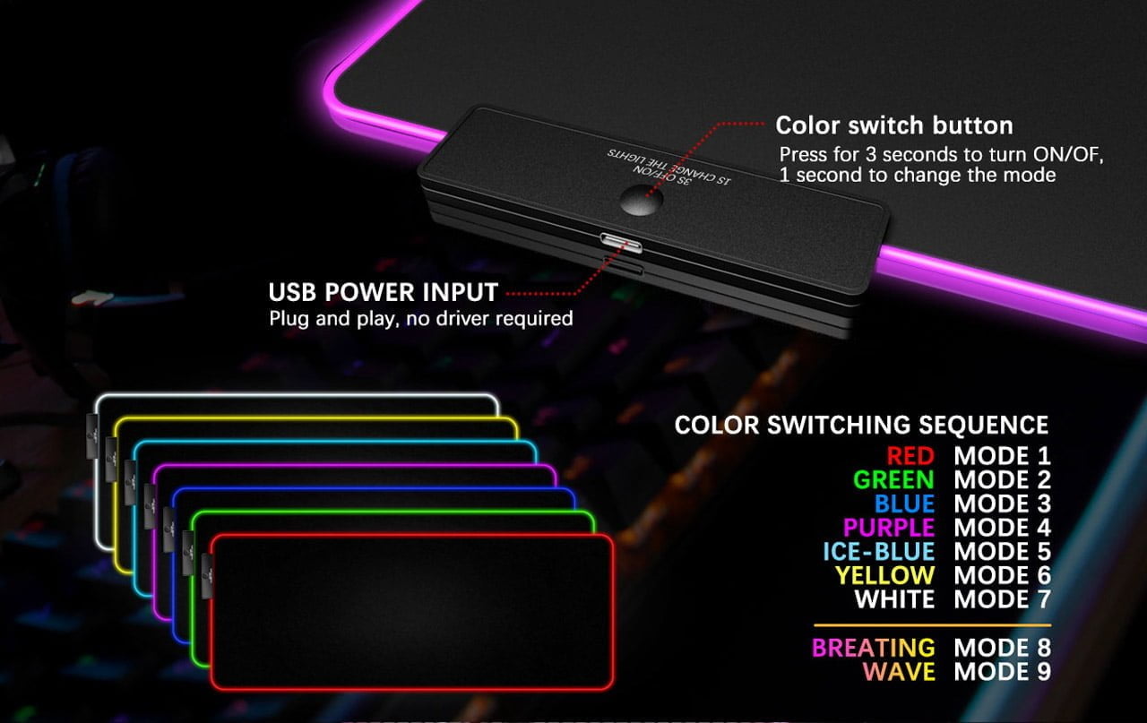 darkFlash FLEX800 Extended Large Oversize RGB Gaming Mouse Pad 800mm x 400mm