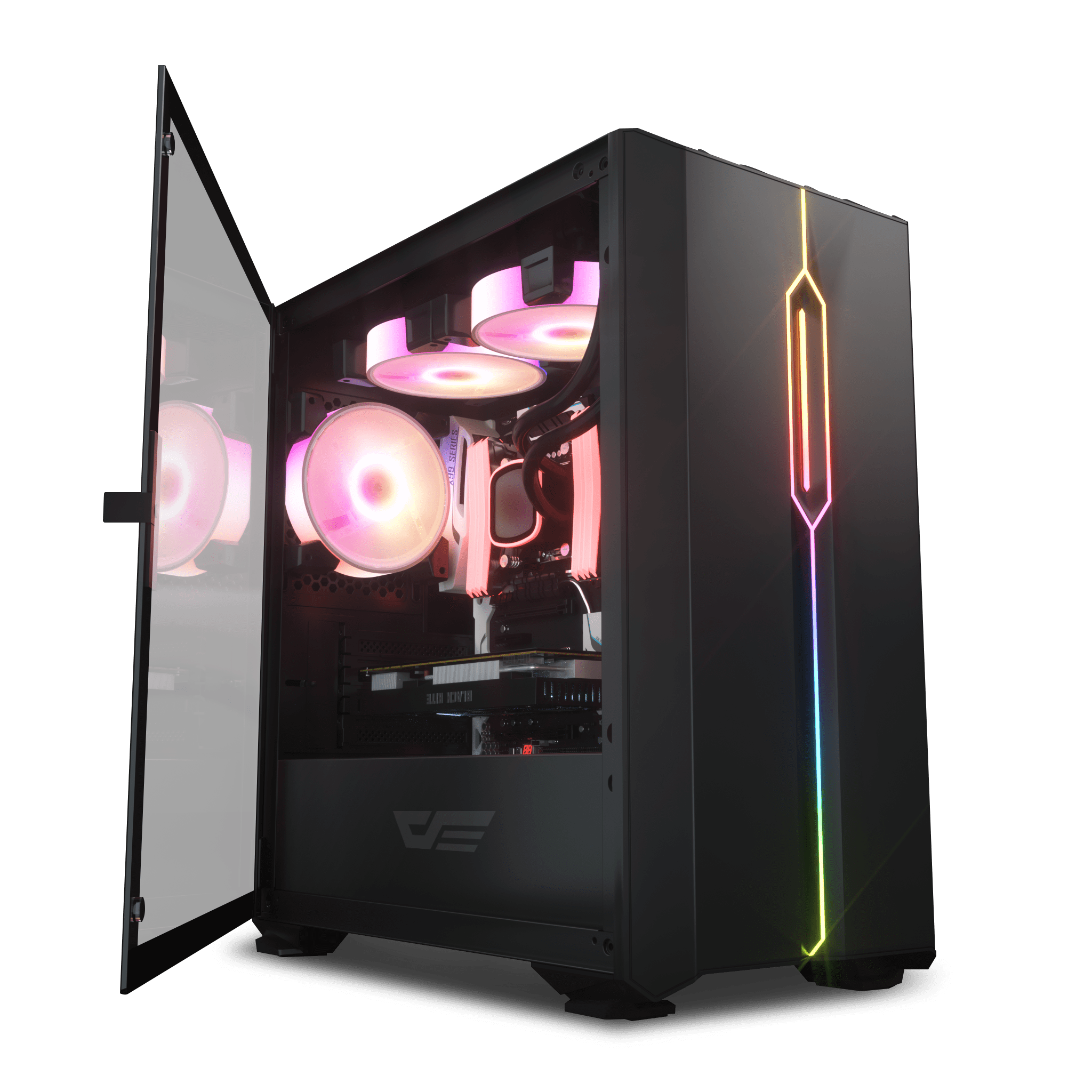 DarkFlash DLM 23 LUXURY M-ATX Door Opening of Tempered Glass Case.