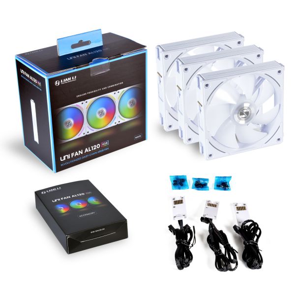 Lian Li UNI Fan AL AL120 RGB Daisy Chain ARGB 120mm White 3 Pack
